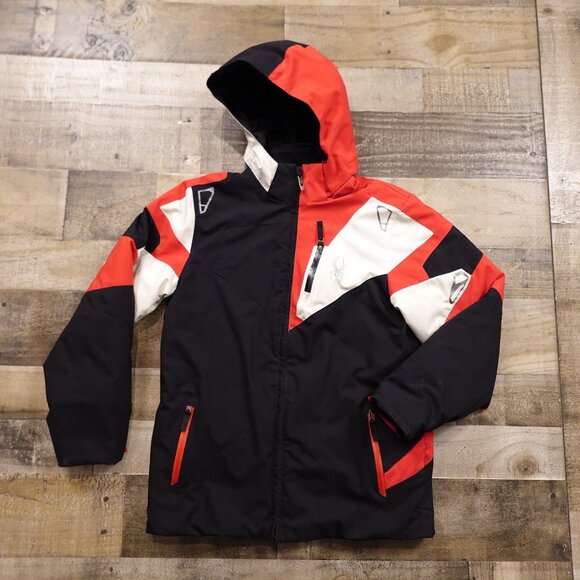 Spyder Leader Ski Jacket Boys 18 Red/Black/White Insulated Winter Snow Coat - Picture 1 of 16